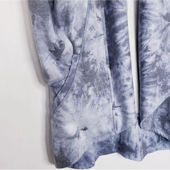 90 Degree By Reflex Shawl Collar Open Front Cardigan Sz Medium Tie Dye Blue/Gray - Picture 7 of 12